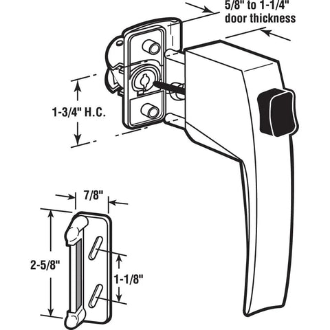 Diagram of Screen And Storm Door Push Button Latch Set With Night Lock For Outswing Doors Fits Doors From Five Eighths Inch To One And One Quarter Inch Thick Black Finish Single Pack Durable Construction For Long Lasting Performance