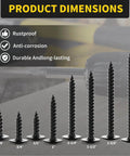 Product dimensions comparison for FIXLINK Black Phillips Truss Head Wood Screws 8 By Half Inch Self Tapping 160 PC Pack