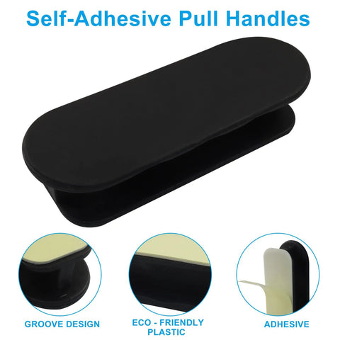 Two Pack Self Adhesive Pull Handles For Cabinets Doors Drawers Windows Closets And Clothing Boxes Black Easy Install Stick On Hardware