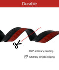 Carpet Floor Transition Strip 10Ft, Self-Adhesive Carpet to Tile Transition Edging Trim in black showing flexibility and cutability.