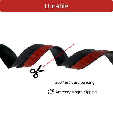 Carpet Floor Transition Strip 10Ft, Self-Adhesive Carpet to Tile Transition Edging Trim in black showing flexibility and cutability.