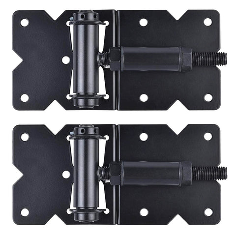 Self Closing Gate Hardware Hinges Heavy Duty for Wooden/Vinyl/PVC Fences,90 Degree Adjustable, Black, 2 pack shown