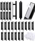 30-piece set of Self Stick Push Pull Drawer Pulls Adhesive Handles For Cabinets And Doors with double-sided tape in black plastic