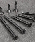 600pcs #8 x 1/2 Inch Flat Head Self Tapping Sheet Metal Screws Black Stainless Steel High Strength Quick Self Drilling Screws