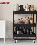 3 Inch Locking Swivel Caster Wheels Set of 12 with Threaded Stem 3/8-16 x 1-1/2 Inch on a mobile bar cart holding drinks