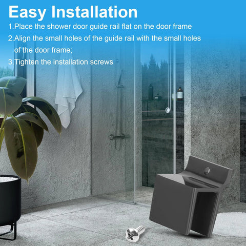 Sliding Shower Door Bottom Track With One Half Inch Channel Black Finish for Glass Doors Up To Seven Sixteenth Inch Thick, installation view with screw