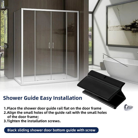 Universal 1/2 Inch Wide Sliding Shower Door Bottom Guide Kit 3 Inch Long With Screws Replacement Shower Door Parts