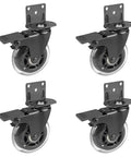 Side Mount Casters Set Of 4 With Brake, 3 Inch L Shaped Plate Casters For Furniture, Baby Beds, Heavy Duty 600 Lbs Capacity