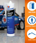 Black Silicone Adhesive Sealant For Indoor And Outdoor Use, Heavy Duty RTV Sealant That Bonds Glass, Metal, 11 oz tube