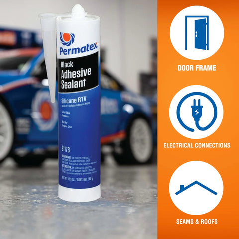 Black Silicone Adhesive Sealant For Indoor And Outdoor Use, Heavy Duty RTV Sealant That Bonds Glass, Metal, 11 oz tube