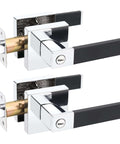2 Pack No Hassle Modern Soft Black Silicone Door Handles With Privacy Bedroom Levers And Polished Chrome Knobs Heavy Duty