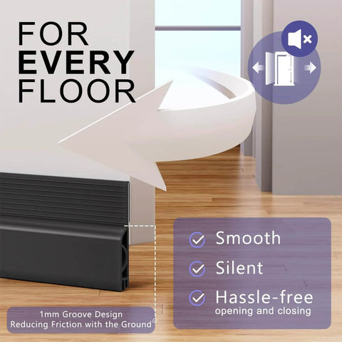 Adjustable Door Sweep For Bottom Of Door Made From Thick Silicone Weather Stripping That Keeps Drafts And Noise Out Installed