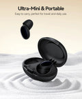 Silicone earplugs in a compact travel case with 45dB noise reduction for sleeping, perfect for planes and concerts.
