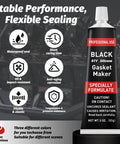 High Temp Automotive Silicone Gasket Sealant For Engines Gearboxes Pumps And Superchargers Oil Resistant Anti Freeze Black 170g tube