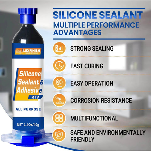 Black Silicone Sealant Adhesive For Automotive Windows Bathrooms And Kitchens That Stays 100 Percent Waterproof And Leak Proof Weatherproof And UV Resistant Built To Last With High Bond Shrink And Crack Resistance 1.4oz 40g tube front view