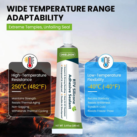 All Purpose Silicone Adhesive Sealant, RTV Waterproof Caulk With Ultra Flex And Strong Grip, No Shrink Or Crack tube, 3.4 Fl Oz