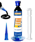 Black Silicone Sealant Adhesive For Automotive Windows Bathrooms And Kitchens That Stays 100 Percent Waterproof And Leak Proof Weatherproof And UV Resistant Built To Last With High Bond Shrink And Crack Resistance 1.4oz 40g tube with nozzles.