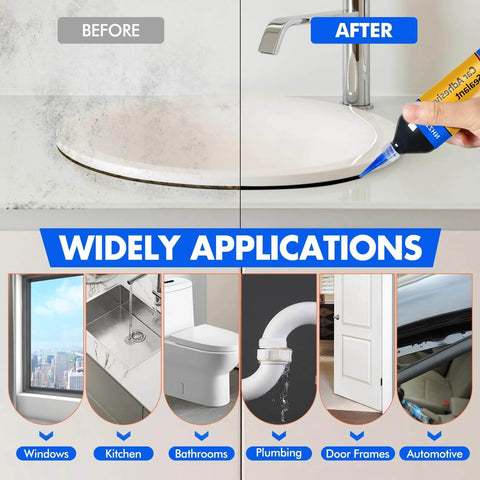 Before and after application of Automotive Black Silicone Sealant For Cars DIY Friendly Waterproof High Strength Flexible Crack Proof Caulk
