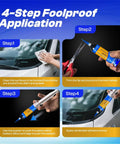 4-step guide showing Automotive Black Silicone Sealant For Cars DIY Friendly Waterproof High Strength Flexible Crack Proof Caulk application