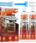 High Temperature Silicone Sealant 3.38 Fl Oz RTV Adhesive Black Heat Resistant Glue For Oven Microwave Grill And High Heat Surfaces