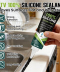 Person using Pro-Grade RTV Silicone Sealant, 100 Percent Silicone, Waterproof, Strong Adhesion, Flexible And Durable, Heat And Cold Resistant, DIY-Friendly And Road-Tested For Car, Kitchen, Bathroom, Windows And Doors Sealing, Black, 150g in kitchen application.