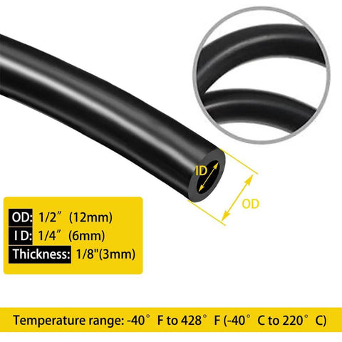 Food Grade High Temperature Silicone Vacuum Tubing 6mm ID 12mm OD 3mm Wall 15ft Length Black Flexible Hose For Vacuum Systems