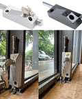 Black Sliding Door Lock For Window Glass Patio Doors Auxiliary Security Lock With Yale Keyway, heavy duty, installed view.