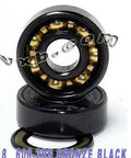 8-Pack Skateboard Black Bearings - Bronze Cage & Black Seals 8x22x7mm close-up view showcasing inner design and bronze details.