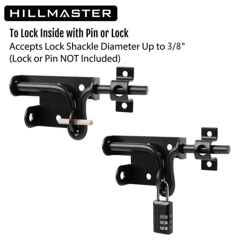 Heavy Duty Slide Bolt Gate Latch For Wooden Fences And Doors With Padlock Hole, black barrel bolt lock installation example