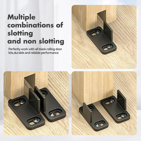 Sliding Barn Door Floor Guide Set, 4 Pcs Heavy Duty Adjustable Bottom Stopper and Swing Restrictor with Mounting Hardware