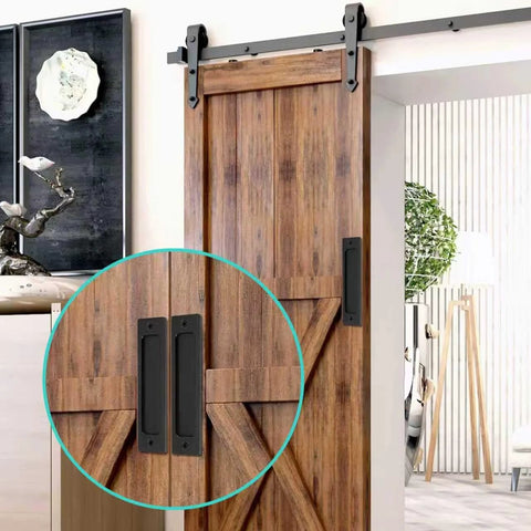 6 Inch Sliding Barn Door Handles Black Rectangular Flush Pocket Door Pulls Rustic Style 2 Pack Durable Hardware For Pocket Doors Sliding Barn And Cabinet Doors With Easy Installation Without Grooves For Smooth Operation And Rust Resistant Finish