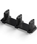 Sliding Closet Door Floor Guide with adjustable 3-roller design in black, floor mount for double bypass door.