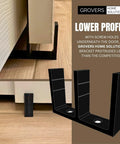 Adjustable Height Universal Sliding Closet Door Floor Guide Bracket Black for 1 3/8 Inch Door Thickness with Easy Snap Notches.