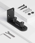 Sliding Barn Door Bottom Floor Guide With Adjustable Wall Mount Roller Guides, Flush Flat Bottom Design, hardware included