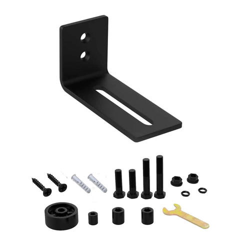 Adjustable Sliding Door Floor Guide Two Pack For Barn Doors In Black Durable Steel Runner And Guide System with installation parts