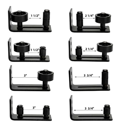 Adjustable Sliding Door Floor Guide Two Pack For Barn Doors In Black Durable Steel Runner And Guide System Eight In One Sliding Door Kit