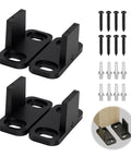 Sliding Barn Door Floor Guide Set, 4 Pcs Heavy Duty Adjustable Bottom Stopper and Swing Restrictor with Mounting Hardware shown in matte black close-up