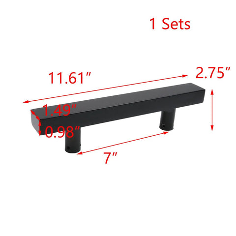 Double Sided Push Pull Door Handles In Black Finish For Sliding Doors And Glass Panels, 11.61 Inch Total Length, dimensions shown