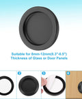 2 Pack Round Shower Glass Sliding Door Handles With Adhesive Sticker Back To Back 0.2 Inch Aluminum Alloy Mounts Black Finish installed
