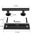 2 Pack Modern 9.5 Inch Sliding Barn Door Pull Handle With Flush Hardware Set Rustic Black Powder Coated Finish Anti Rust