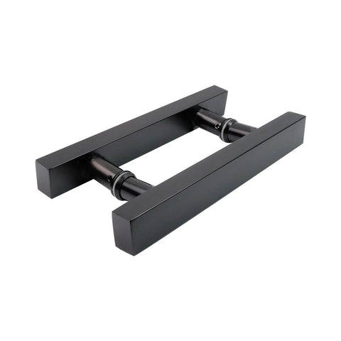 Double Sided Push Pull Door Handles In Black Finish For Sliding Doors And Glass Panels, 11.61 Inch Total Length, 7 Inch Hole Centers