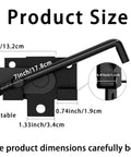 Sliding Door Latch With Hook Black Cam Latch dimensions illustration with measurements and parts labeled including screws.