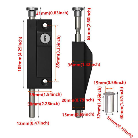 Black Sliding Door Lock Set Heavy Duty Alloy And Stainless Steel Construction 2 Pack With Keys And Installation Hardware For Patio Doors
