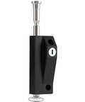 Black Sliding Door Lock Set Heavy Duty Alloy And Stainless Steel Construction 2 Pack With Keys And Installation Hardware For Patio Doors, shown vertically with keyhole visible.