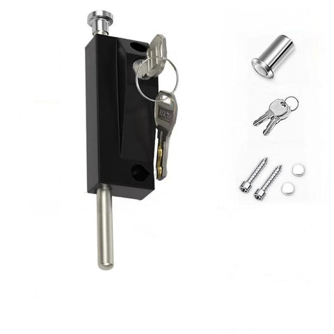 Black Sliding Door Lock Set Heavy Duty Alloy And Stainless Steel Construction 2 Pack With Keys And Installation Hardware For Patio Doors