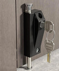 Black Sliding Door Lock Set Heavy Duty Alloy And Stainless Steel Construction 2 Pack With Keys And Installation Hardware For Patio Doors