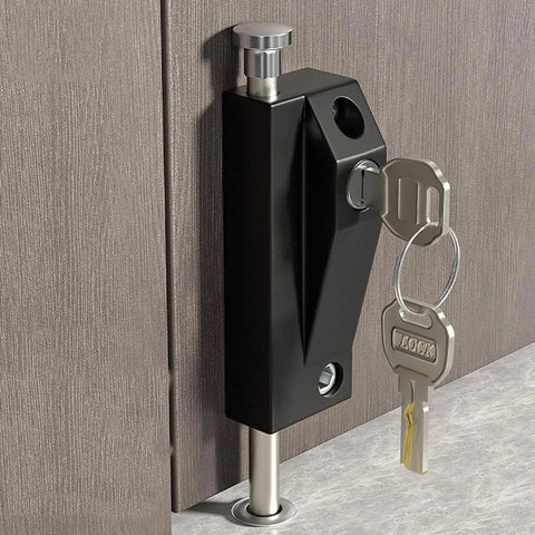 Black Sliding Door Lock Set Heavy Duty Alloy And Stainless Steel Construction 2 Pack With Keys And Installation Hardware For Patio Doors
