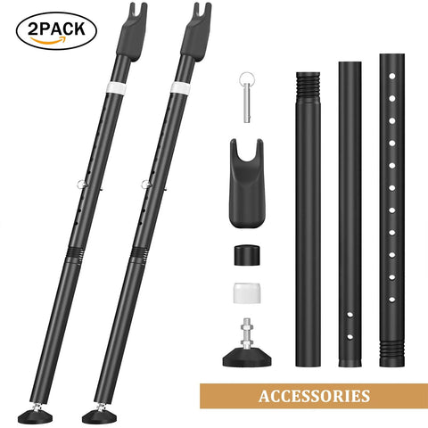 2-pack black Sliding Door Security Bar and 2-in-1 Sliding Glass Door Stoppers with accessories displayed