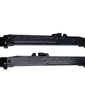 N700-112 Interior Sliding Barn Door Hardware Soft Close Kit Matte Black, discreet track mount, close-up view.