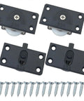 Black Wardrobe Sliding Door Wheel Kit With Screws Silent Nylon Rollers For Quiet Closet Track Hardware